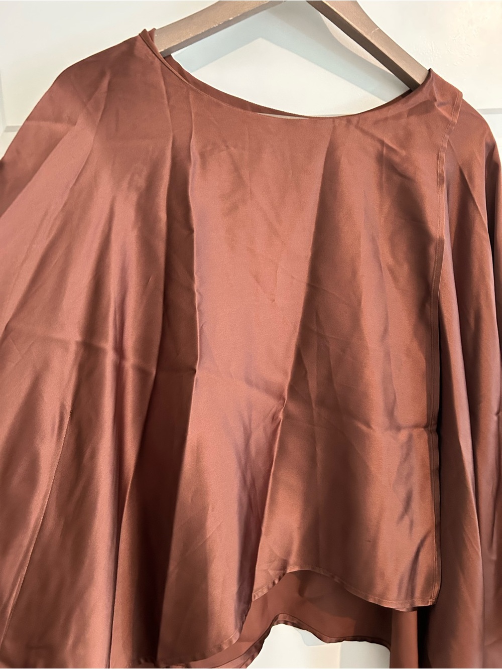 Sies Marjan Satin Draped Top Assymetrical Chocolate Brown Size 8 - Picture 3 of 13